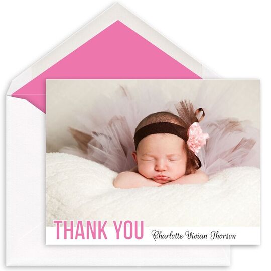 Bold Thank You Folded Photo Note Cards